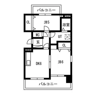 グランディ城見Ⅰ【2C号室】の間取り
