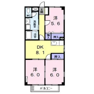 スカイハイツ【2階】の間取り
