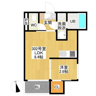 R-smart尾頭橋【302号室】の間取り