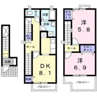 タウニーオウル【2階】の間取り