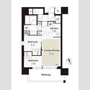 デュオヒルズ千種【11階】の間取り