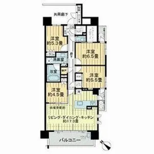 バンベール左京山【0404号室】の間取り