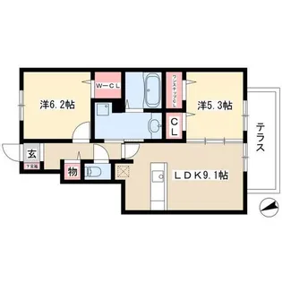 WING WEST【103号室】の間取り