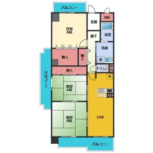 OS・SKYパークサイドヴィラ白山【4階】の間取り