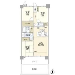 ライオンズマンション比良第3【1階】の間取り
