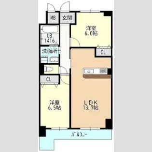 ヒルザコート【00402号室】の間取り