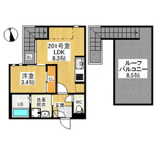 GRANDTIC塩釜口【2階】の間取り