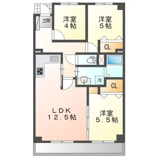 宝マンション浦里【1階】の間取り