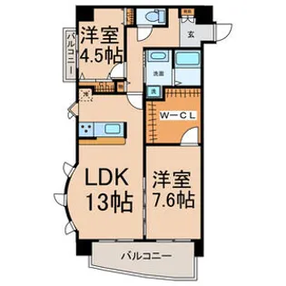 ベルメゾン花筐【5階】の間取り