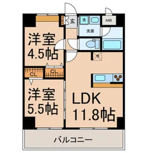カーサビアンカ黒川【8階】の間取り