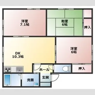 グリーンヒルズA棟【2階】の間取り