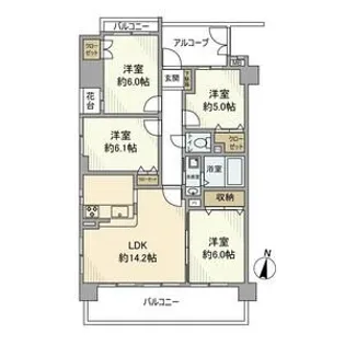宝マンションサザンスクエア【2階】の間取り