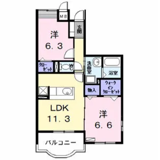ラ・ビアージュ【1階】の間取り