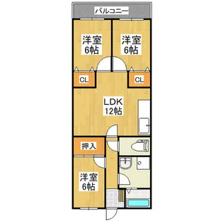 シャトー鹿子【1C号室】の間取り
