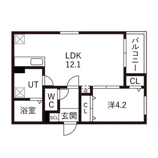 クラージュ黒川Ⅱ【1階】の間取り