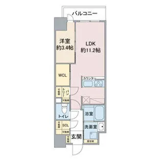 スリーアイランドタワー車道【5階】の間取り