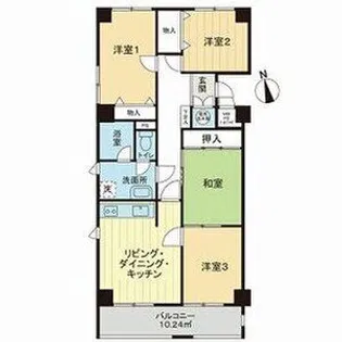 ライオンズマンション虹ヶ丘【0611号室】の間取り