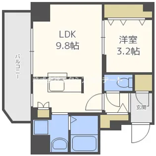 パークフラッツ野田阪神駅前【13階】の間取り