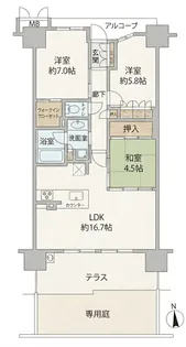 ブランズシティあべの王子町【1階】の間取り