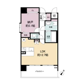 スプランディッド中之島WEST【7階】の間取り