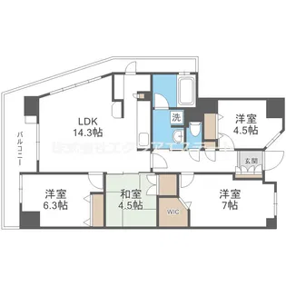 カスタリア阿倍野【9階】の間取り