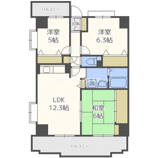 南海ハイライズフラット天下茶屋【3階】の間取り
