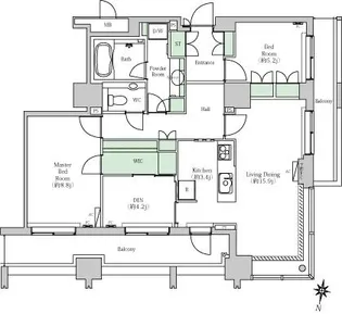 2LDKの間取り画像