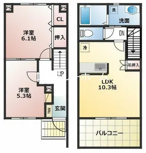 茨城県鉾田市当間【テラスハウス】の間取り