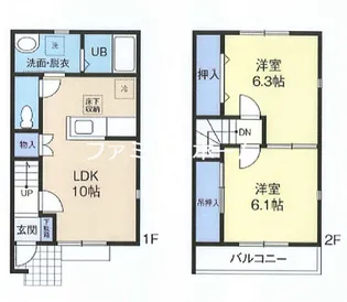 茨城県鉾田市新鉾田2丁目【テラスハウス】の間取り