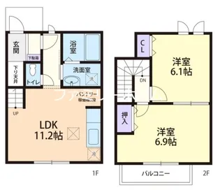 茨城県鉾田市徳宿【テラスハウス】の間取り
