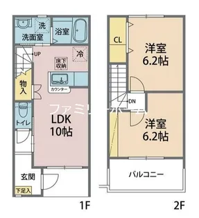 茨城県鉾田市新鉾田2丁目【テラスハウス】の間取り