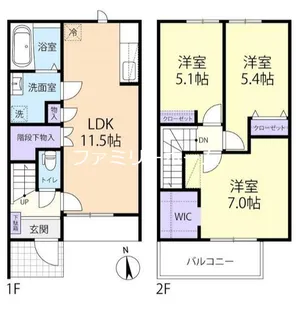 茨城県鉾田市鉾田【テラスハウス】の間取り