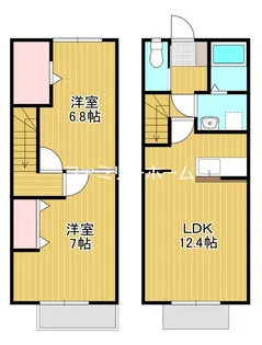 茨城県鉾田市新鉾田2丁目【テラスハウス】の間取り