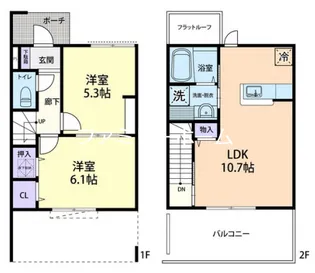茨城県鉾田市菅野谷【テラスハウス】の間取り