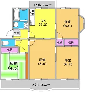 横尾5団地41号棟【503号室】の間取り