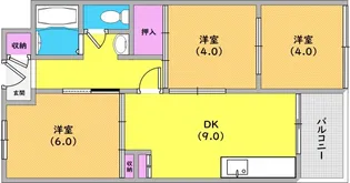 夢野ハイタウン1号棟【213号室】の間取り