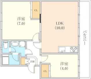 新多聞第二住宅101号棟【401号室】の間取り