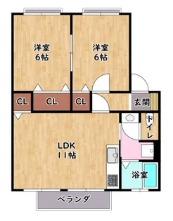 ウインディアおだ【A105号室】の間取り