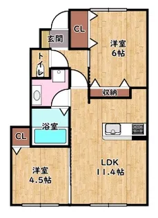 ベルフルール【1階】の間取り