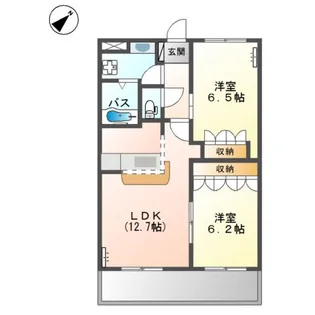 2LDKの間取り画像