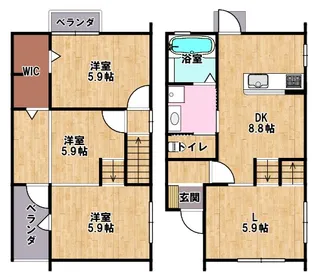 滋賀県彦根市松原町【タウンハウス】の間取り