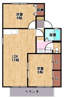 グリーンタウン杉原【C棟205号室】の間取り