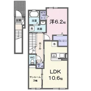 ウィズ・テール南彦根1号館【2階】の間取り