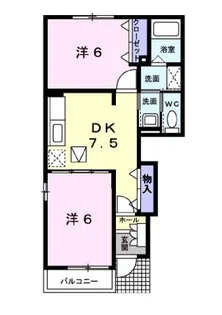 ヴィラ アンソレイエⅢ【1階】の間取り