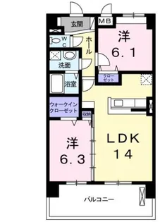 スカイピア彦根【4階】の間取り