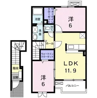 グリシーヌ アビテ【2階】の間取り