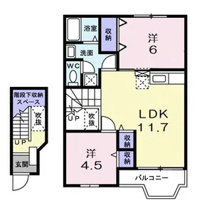 ウエストナウA【2階】の間取り