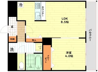 シャンクレール南堀江【6階】の間取り
