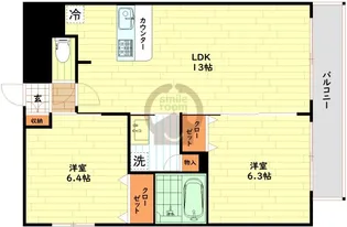 ラルジュルーセントオーデン難波【9階】の間取り
