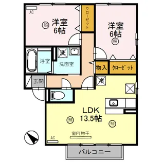 リビングタウン貴生川 B棟【1階】の間取り